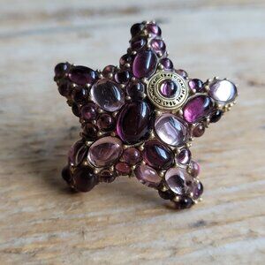COACH STARFISH BRASS TONE PURPLE CABOCHONS RING SIZE 7.75